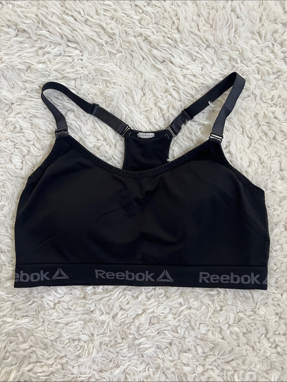 Reebok Sports Bra Black Gym Workout Running